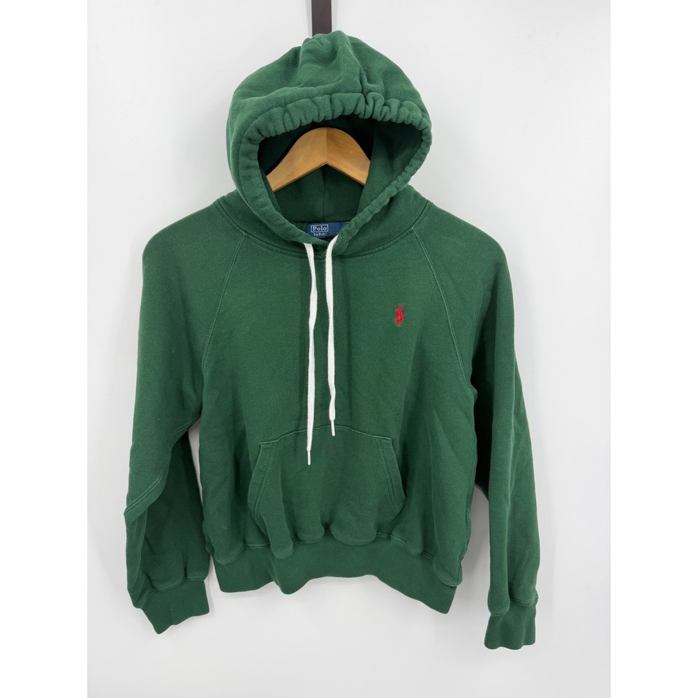 Polo Ralph Lauren Fleece Hoodie Kids Size Medium Green Red Pony Logo‎ Pullover